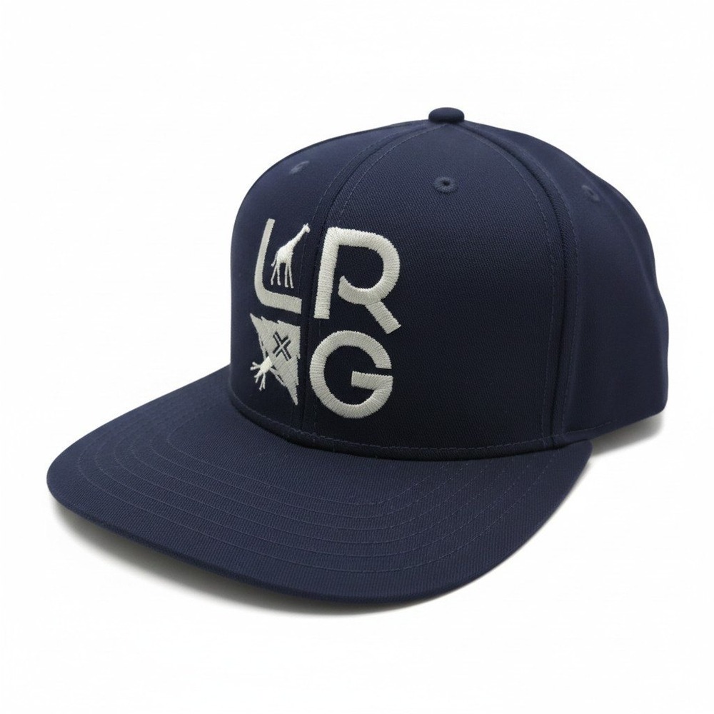 LRG Lifted Research Group Lockup Snapback Hat‎ Navy Blue White Logo L2TLMHSXX